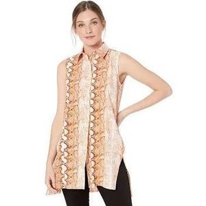 Lysse Animal Print Sleeveless Long button down shirt Sz M